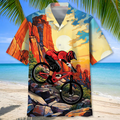 Down Hill with Mountain Bike Hawaiian Shirt
