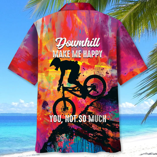 Downhill Make Me Happy Hawaiian Shirt - S - hawaiian shirt