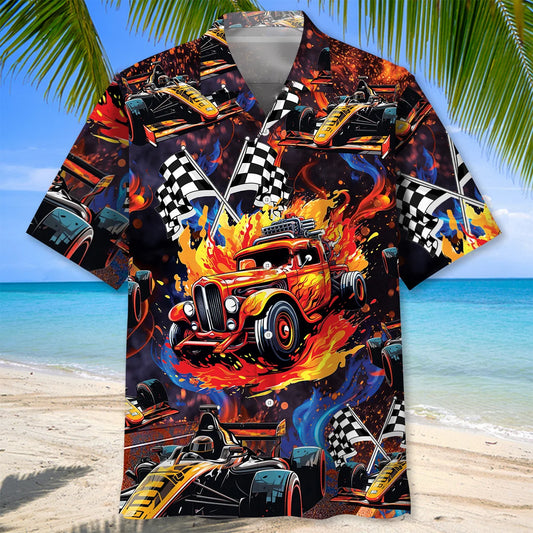 Drag Racing Hot Rod Motorsport Hawaiian Shirt - S - hawaiian shirt