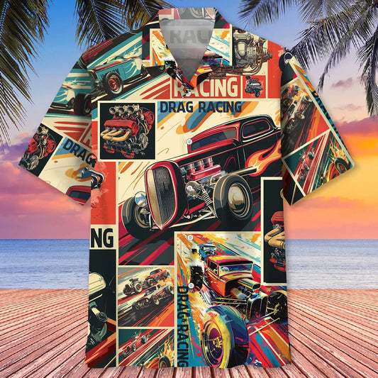Drag Racing Retro Magazine Hawaiian Shirt - S - hawaiian shirt