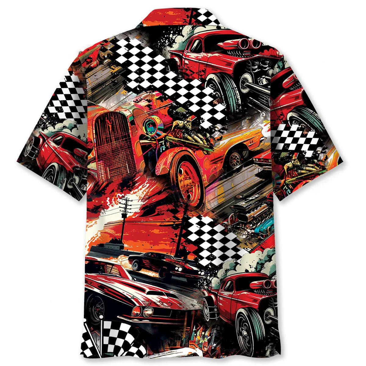 Drag Racing Retro Red Hawaiian Shirt