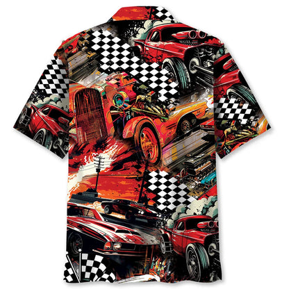 Drag Racing Retro Red Hawaiian Shirt