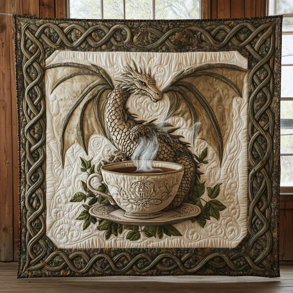 Dragon And Tea Quilt Blanket