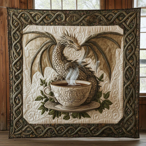 Dragon And Tea Quilt Blanket