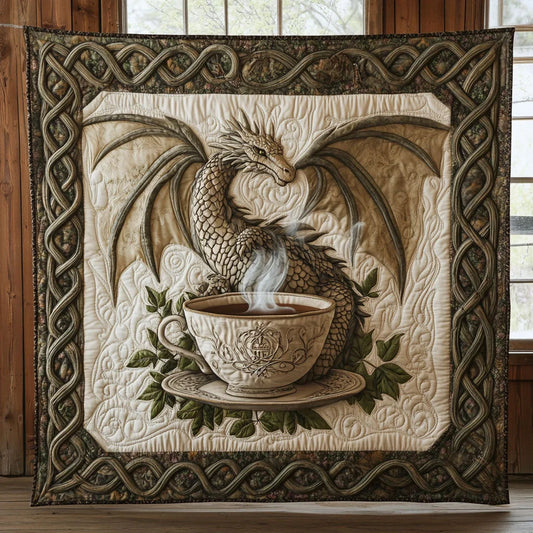 Dragon And Tea Quilt Blanket