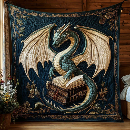 Dragon And Tome Quilt Blanket