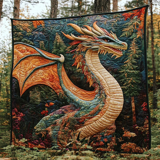 Dragon In The Forest Quilt Blanket