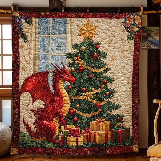 Dragon's Christmas Wish Quilt Blanket