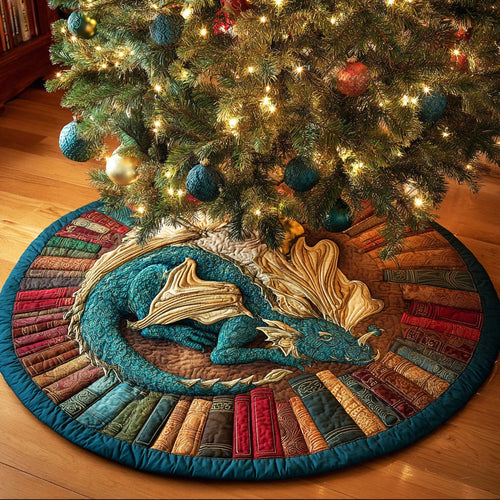 Dragon Tome Keeper Christmas Quilted Tree Skirt