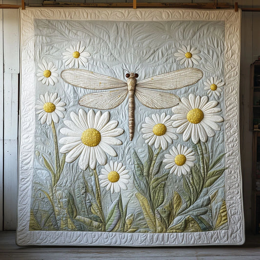Dragonfly And Daisy Quilt Blanket