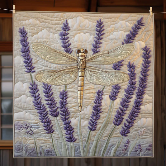 Dragonfly And Lavender Quilt Blanket