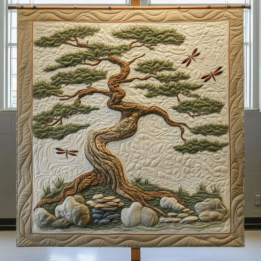 Dragonfly Bonsai Tree Quilt Blanket
