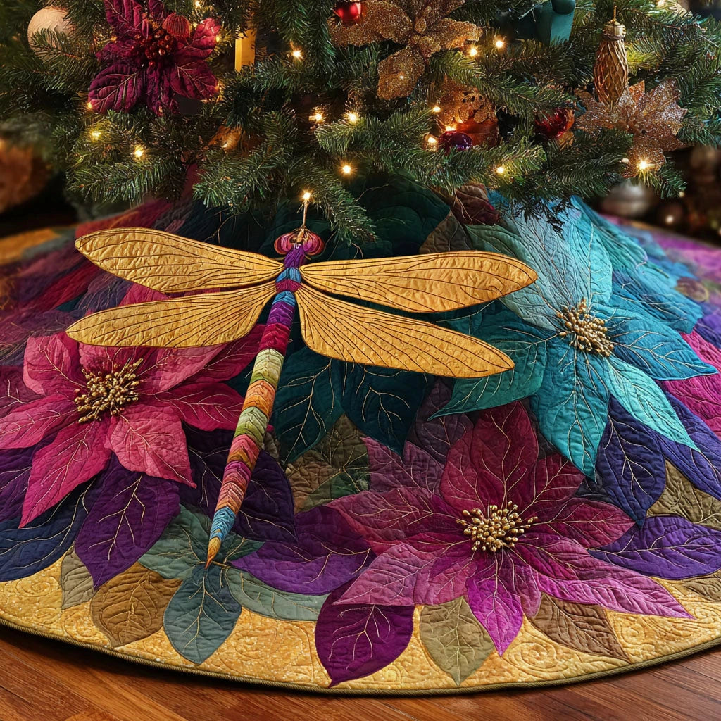 Dragonfly Dream Christmas Quilted Tree Skirt