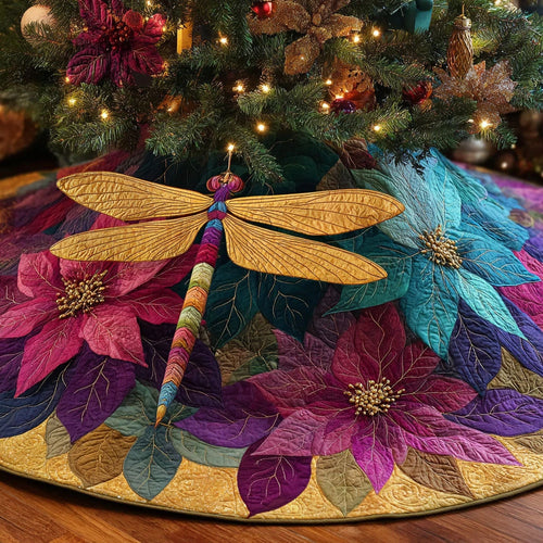 Dragonfly Dream Christmas Quilted Tree Skirt