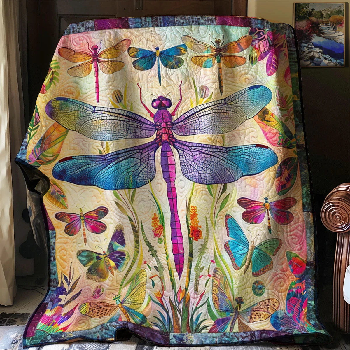 Dragonfly Garden Quilt Blanket