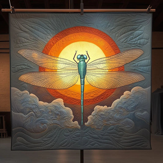 Dragonfly Gradient Sunset Quilt Blanket