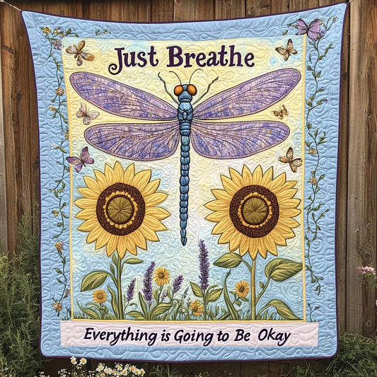 Dragonfly Sunflower Breeze Quilt Blanket