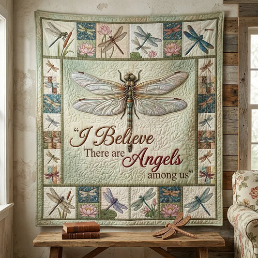 Dragonfly There Are Angels Among Us Quilt Blanket