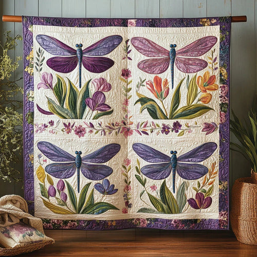Dragonfly Tulip Quilt Blanket