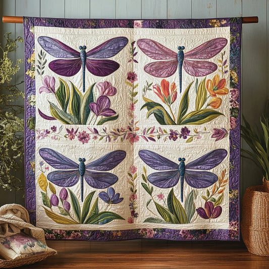 Dragonfly Tulip Quilt Blanket