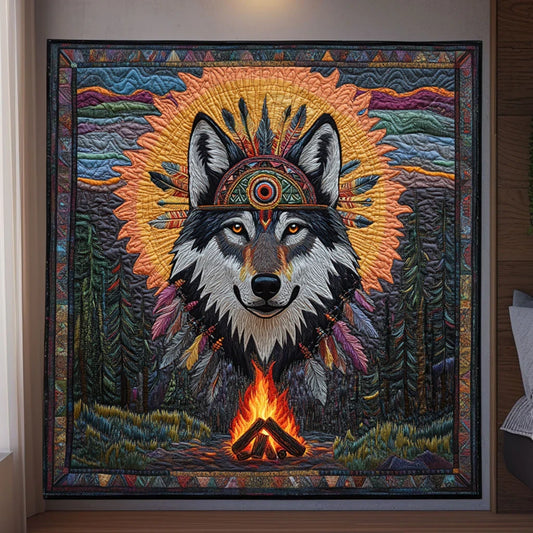 Dream Path Wolf Quilt Blanket