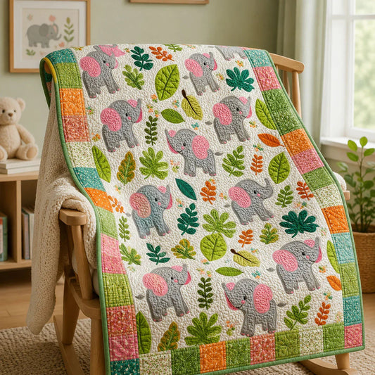 Dreamy Elephant Quilt Blanket - Quilted Blanket by OtterMia