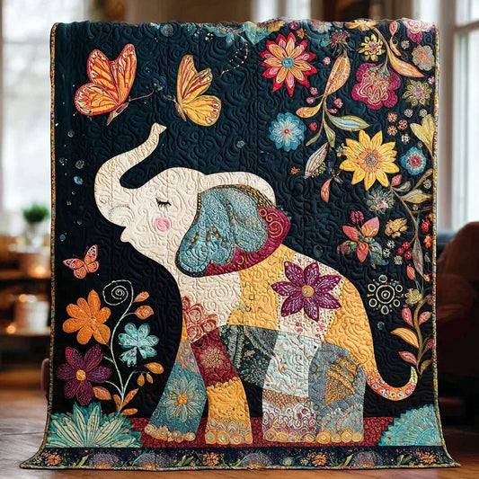 Dreamy Elephant Quilt Blanket - Quilted Blanket by OtterMia