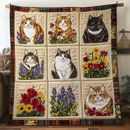 Dreamy Meadow Cat Quilt Blanket
