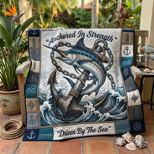 Driven By The Sea Marlin Quilt Blanket