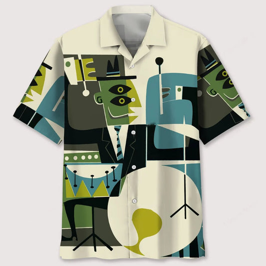 Drum Abstract Hawaiian Shirt - S - hawaiian shirt