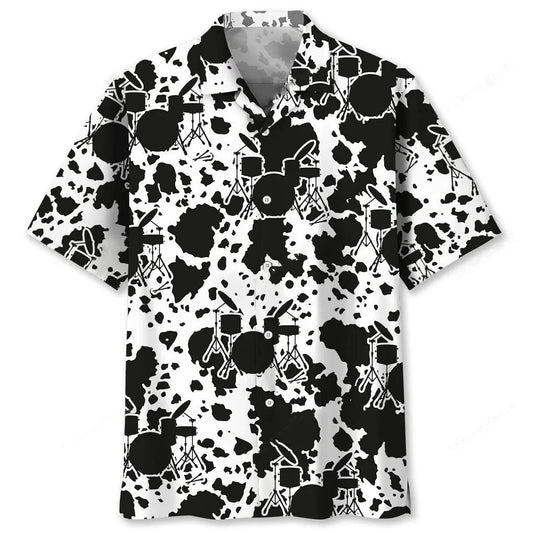 Drum Black Hawaiian Shirt - S - hawaiian shirt