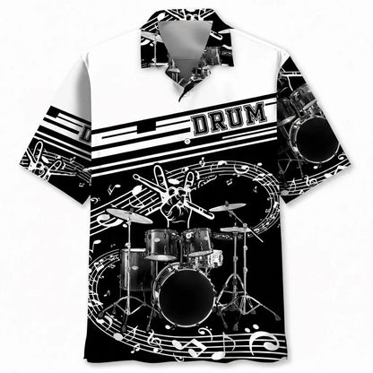 Drum Black White Hawaiian Shirt