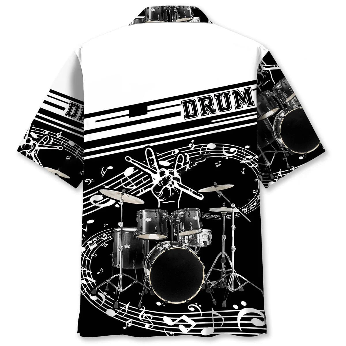 Drum Black White Hawaiian Shirt