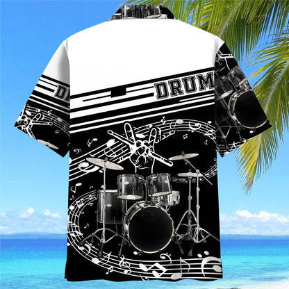 Drum Black White Hawaiian Shirt