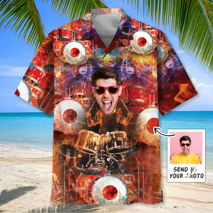 Drum Fire Custom Photo Hawaiian Shirt