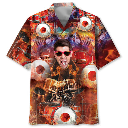 Drum Fire Custom Photo Hawaiian Shirt