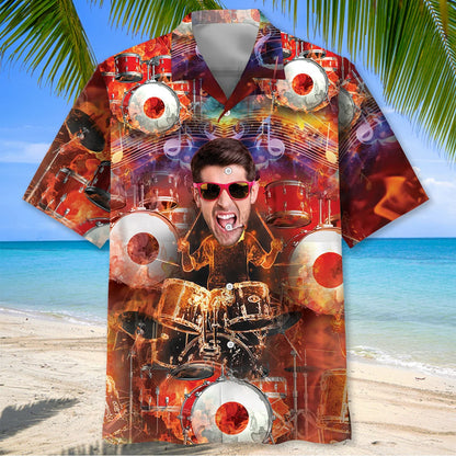 Drum Fire Custom Photo Hawaiian Shirt