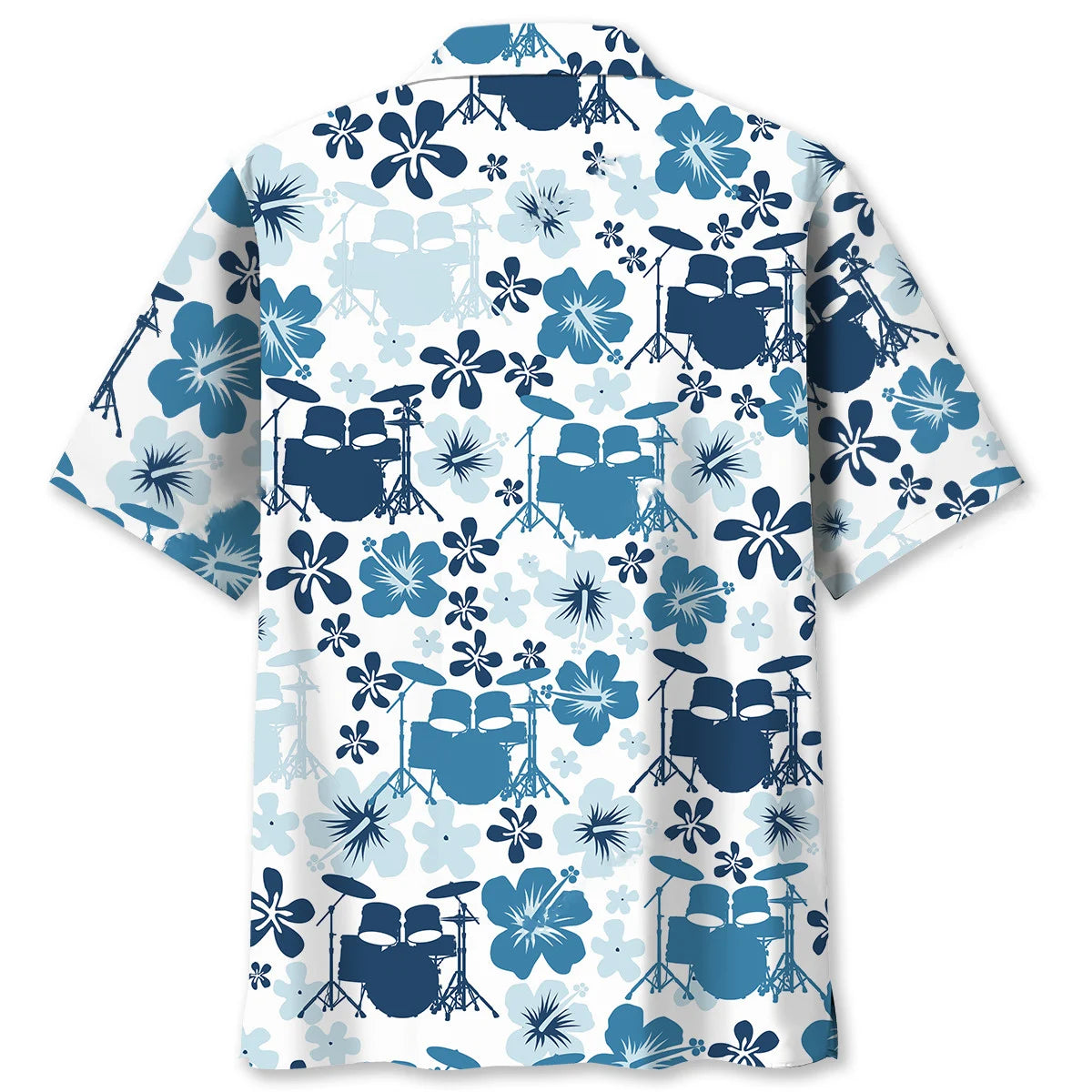 Drum Hibiscus Blue Hawaiian Shirt