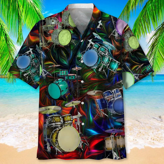 Drum Light Hawaiian Shirt - S - hawaiian shirt