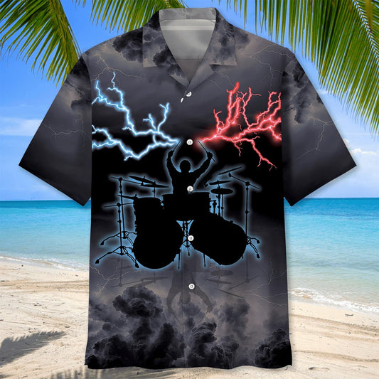 Drum Lighting Hawaiian Shirt - S - hawaiian shirt