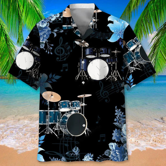 Drum Nature Flower Hawaiian Shirt - S - hawaiian shirt