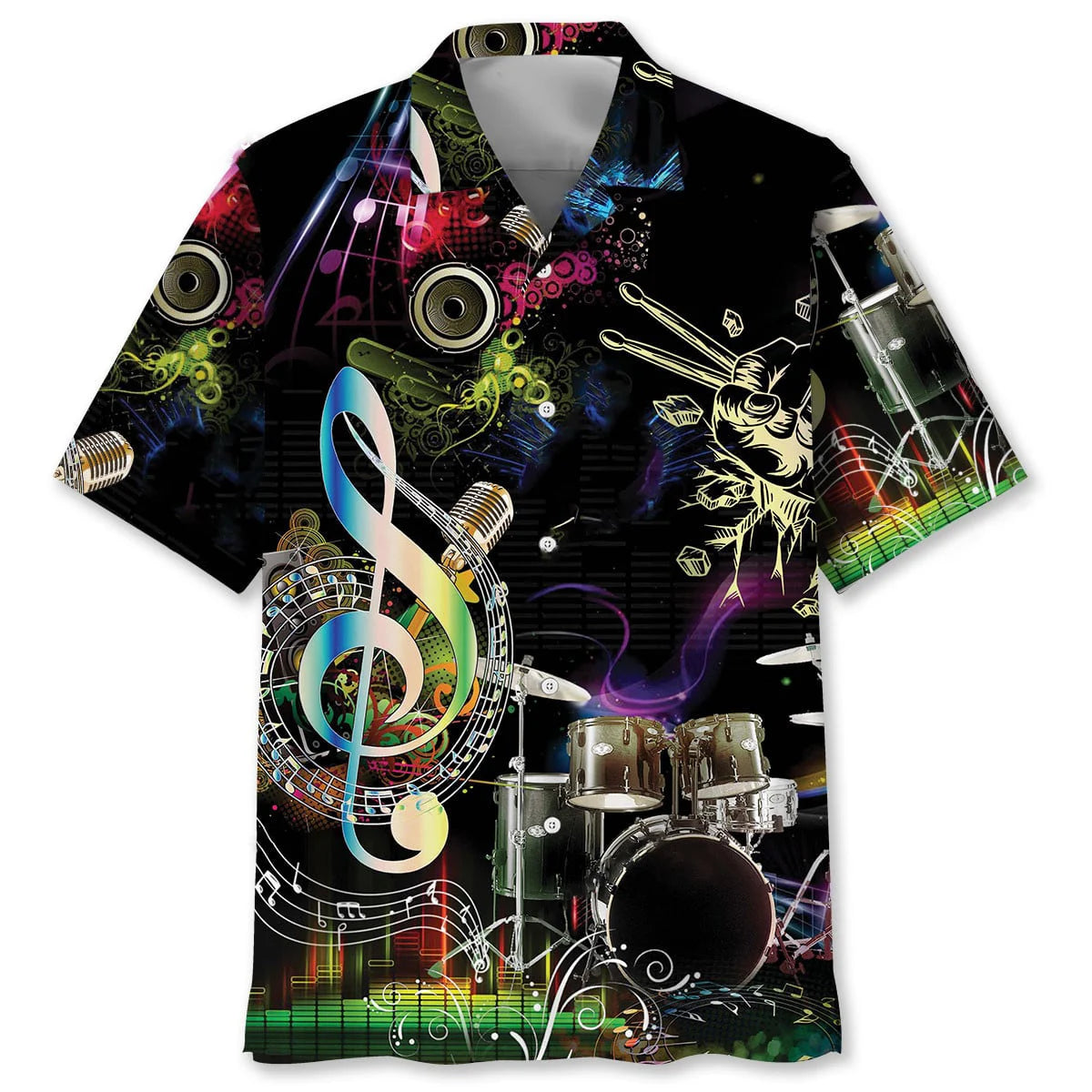 Drum Neon Light Hawaiian Shirt