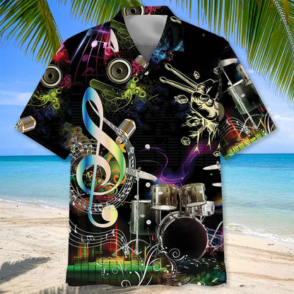 Drum Neon Light Hawaiian Shirt