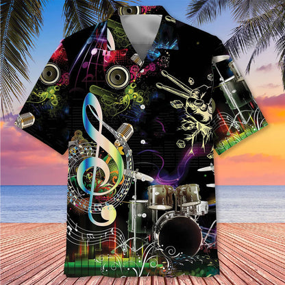 Drum Neon Light Hawaiian Shirt