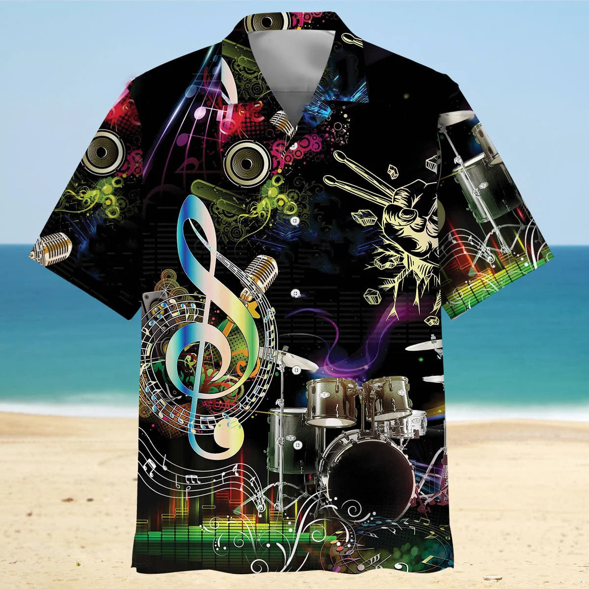 Drum Neon Light Hawaiian Shirt