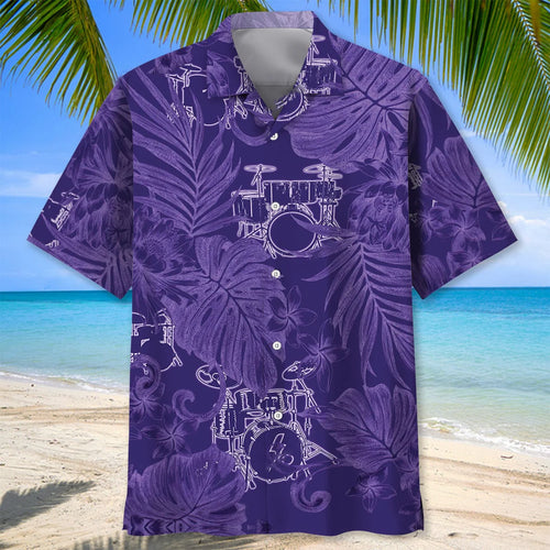 Drum Purple Tropical Hawaiian Shirt