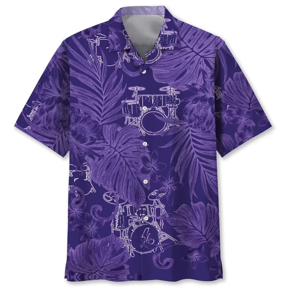 Drum Purple Tropical Hawaiian Shirt