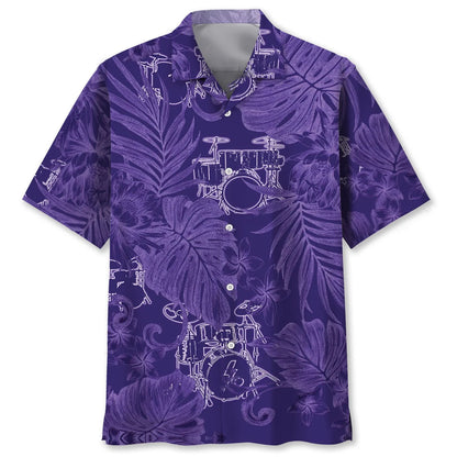 Drum Purple Tropical Hawaiian Shirt