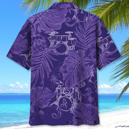 Drum Purple Tropical Hawaiian Shirt
