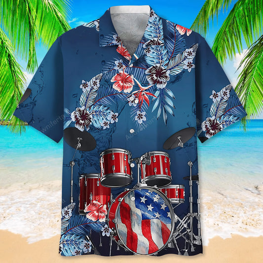 Drum Usa Hawaiian Shirt - S - hawaiian shirt